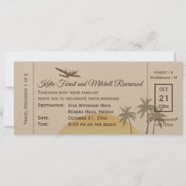 Vintage Boarding Pass Bröllop på Kraft Papper Inbjudningar