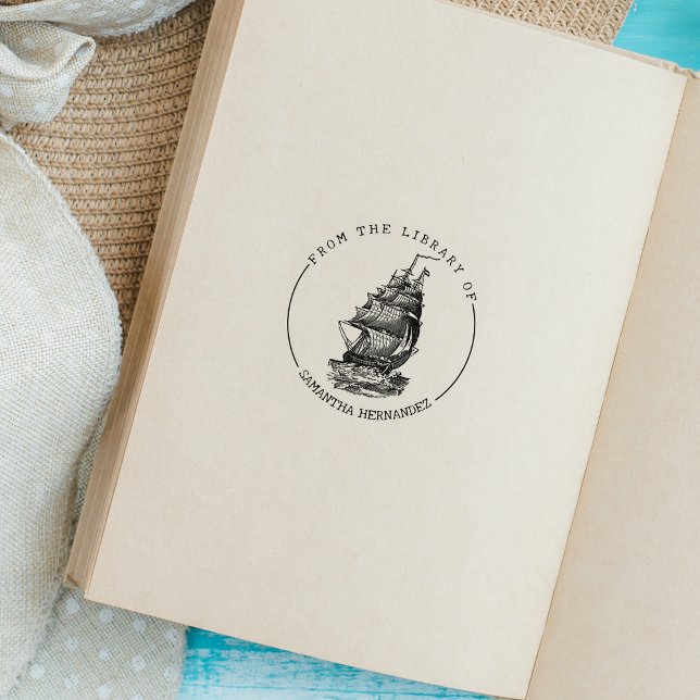 Vintage Boat Bibliotek, Bok Stämpel (Skapare uppladdad)