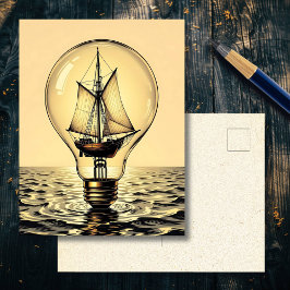 Vintage Boat i en glödlampa | Håll i Touch Vykort