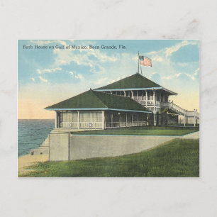 Vintage Boca Grande Florida Bath House Vykort