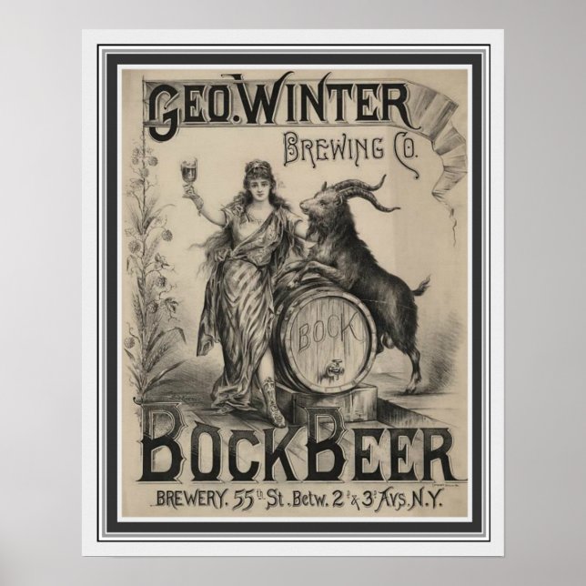 Vintage Bock Beer Poster 16 x 20 (Framsidan)