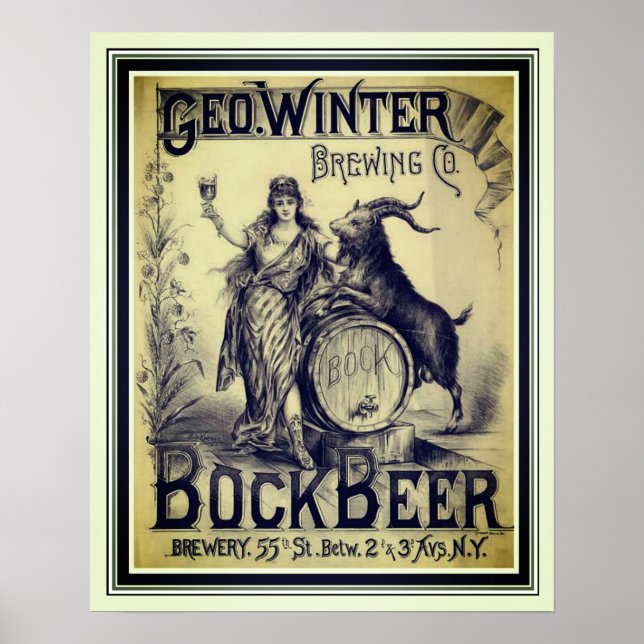 Vintage Bock Beer Poster 16 x 20 (Framsidan)