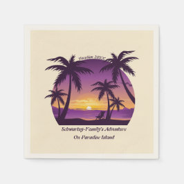 Vintage Boeach Sunset Vacation loger Peach lila Pappersservett