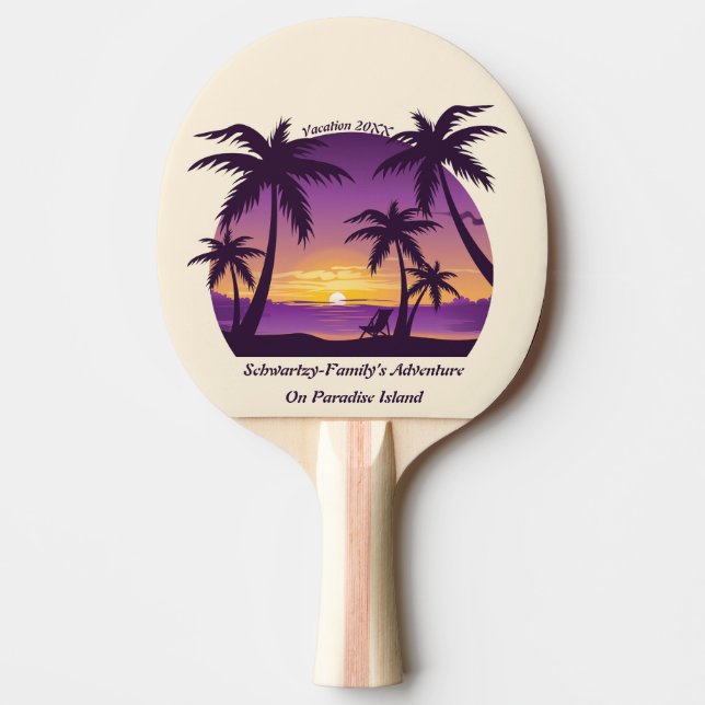 Vintage Boeach Sunset Vacation loger Peach lila Pingisracket (Framsidan)