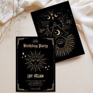Vintage Bohemian art mystical sol födelsedag Inbjudningar