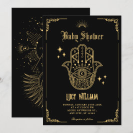 Vintage Bohemian Art-symboler babydusch Inbjudningar