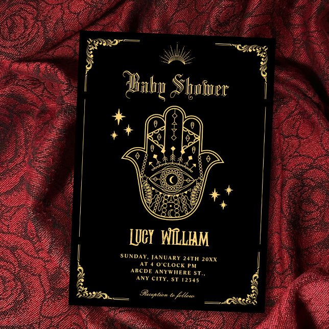 Vintage Bohemian Art-symboler babydusch Inbjudningar (Skapare uppladdad)