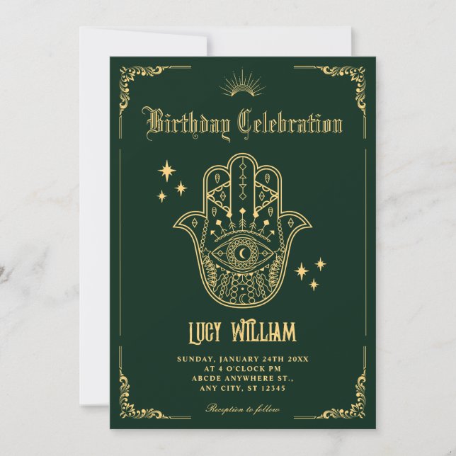 Vintage Bohemian art symbols  Invitation Inbjudningar (Framsida)