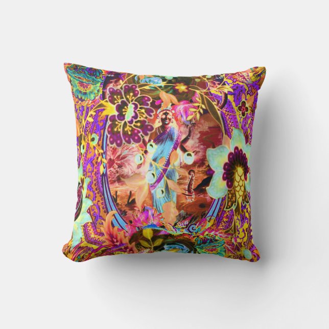 Vintage Bohemian Goddess Neon Kudde (Framsida)