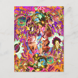 Vintage Bohemian Goddess Neon Vykort