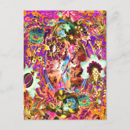 Vintage Bohemian Goddess Neon Vykort