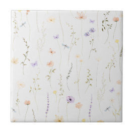 Vintage Bohemian Wildblomma Botanical Kakelplatta