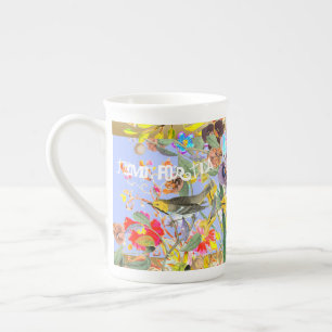 Vintage Bohemianska långfågelarter Benporslin Mugg
