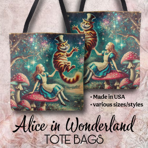 Vintage Boho Alice och Cheshire Cat-konst Tygkasse