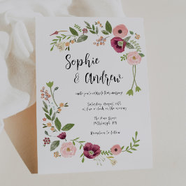 Vintage Boho Blommigt Bröllop Inbjudningar