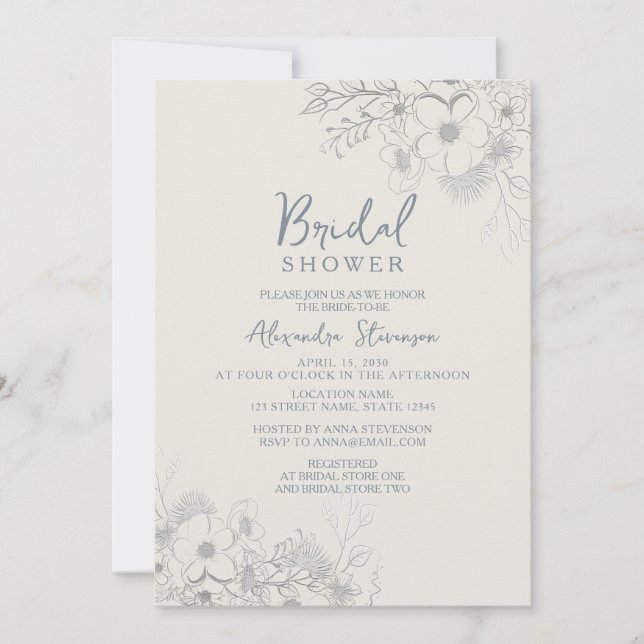 Vintage Boho Blommigt Möhippa Inbjudningar (Framsida)