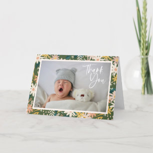Vintage Boho Blommigt Nyfödda Photo Baby Shower Tack Kort