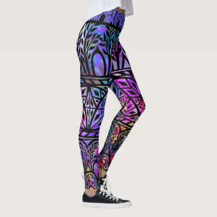 Vintage Boho Blues Plaggings av glas Mönster Leggings