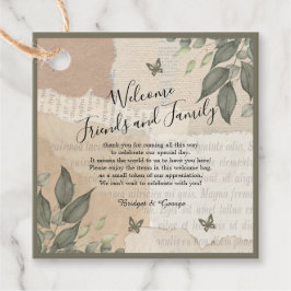 Vintage Boho Bröllop - Pappra horn och eukalyptus Gåvor Etiketter