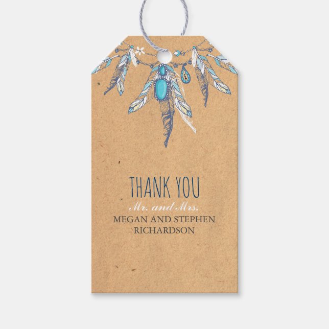 vintage boho bröllop presentetikett (Framsidan)