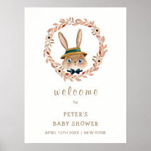 Vintage Boho Bunny WandeBaby Shower Välkommen Poster