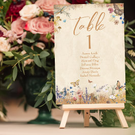 Vintage Boho Butterfly Garden Wedding Bordsnummer
