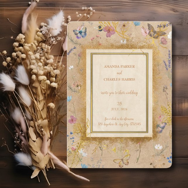 Vintage Boho Butterfly Garden Wedding Inbjudningar (Skapare uppladdad)