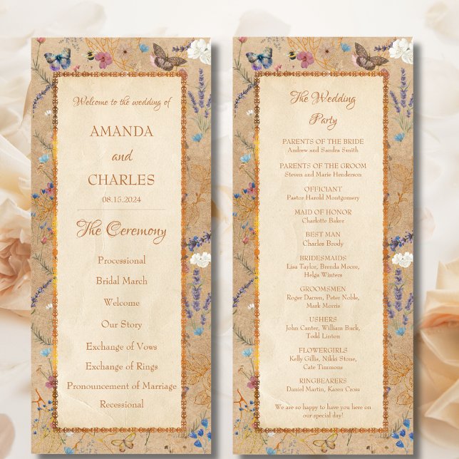 Vintage Boho Butterfly Garden Wedding Program (Skapare uppladdad)