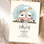 Vintage Boho Camper Glamping Födelsedagsfest Inbjudningar<br><div class="desc">Illustration av en 70-tal inspirerade till en  rosa-kamper i vintage som är dekorerad med teskedar,  blommigtar,  makrame,  kaktus,  pampas och krukväxter.</div>