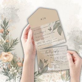 Vintage boho chic greenery bröllop monogram