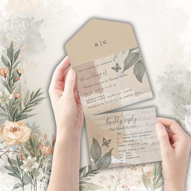 Vintage boho chic greenery bröllop monogram (Skapare uppladdad)
