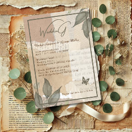 Vintage boho chic greenery bröllop monogram inbjudningar