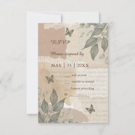 vintage boho chic greenery bröllop OSA kort