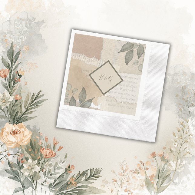 vintage boho chic greenery bröllop pappersservett (Skapare uppladdad)