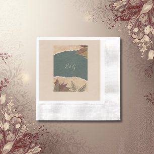 vintage boho chic greenery bröllop pappersservett