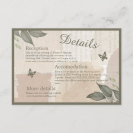 vintage boho chic greenery bröllop tilläggskort
