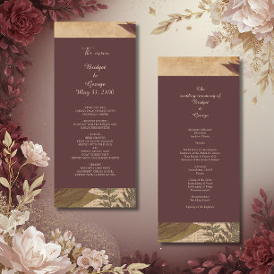 vintage boho chic greenery bröllopsprogram program