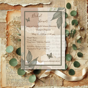 vintage boho chic greenery monogram möhippa inbjudningar