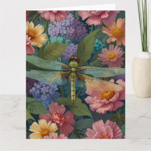 Vintage boho chic pastel blommigt trädgårdsdrakflu kort