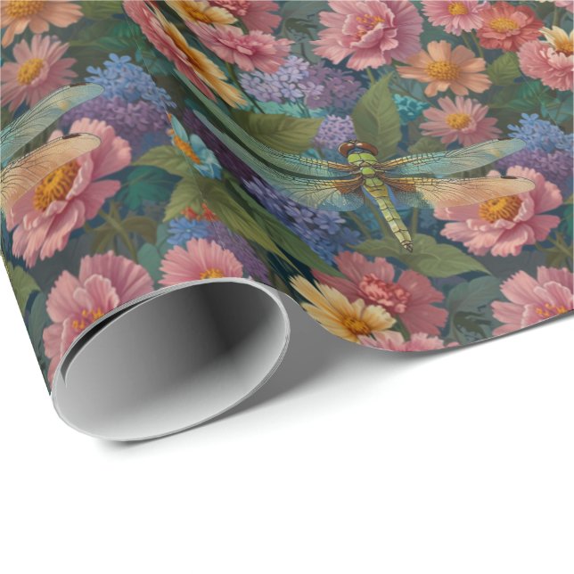 Vintage boho chic pastellfärgad blomsterträdgårds  presentpapper (Rullad Hörn)
