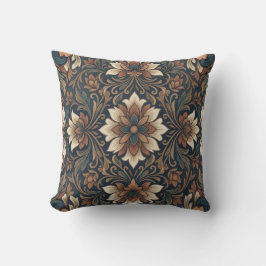 Vintage Boho Damask Blommig Medaljong Mönster Kast Kudde