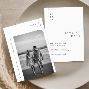 Vintage Boho Elegant Text och Foto Bröllop Spara Datumet