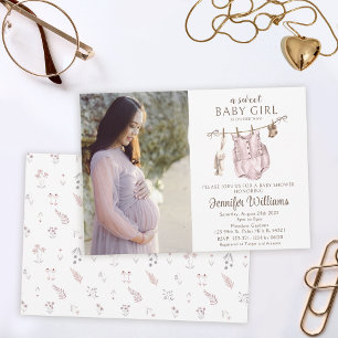Vintage boho flicka babydusch för kläder inbjudningar