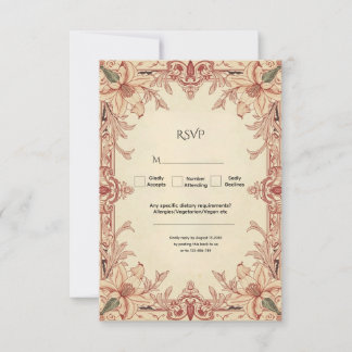 Vintage Boho Floral Ornate Border Wedding OSA Kort