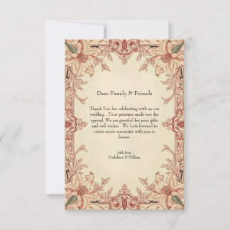 Vintage Boho Floral Ornate Border Wedding Tack Kort