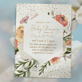 Vintage Boho Flowers Girl Baby Shower-inbjudan Inbjudningar