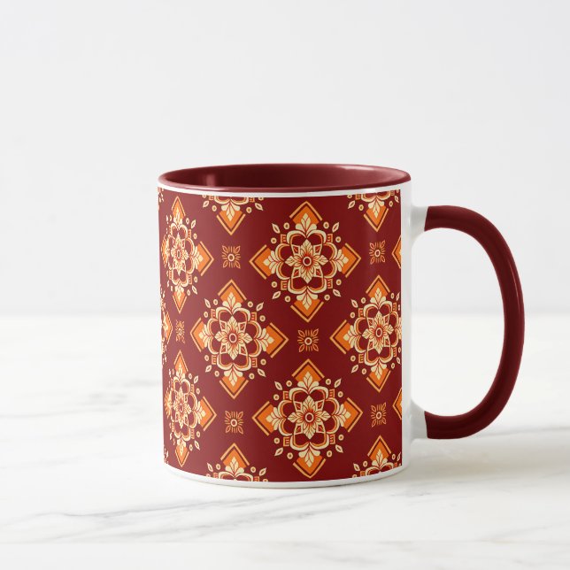 Vintage Boho Geometric Blommönster Mugg (Höger)