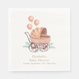 Vintage Boho Greenery Barnvagn Balloon Baby Shower Pappersservett