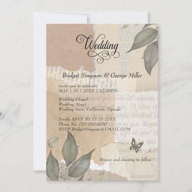 vintage Boho Greenery eucalyptus Bröllop Inbjudningar (Framsida)
