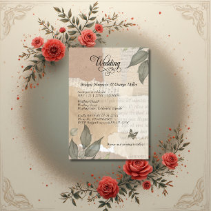 vintage Boho Greenery eucalyptus Bröllop Inbjudningar